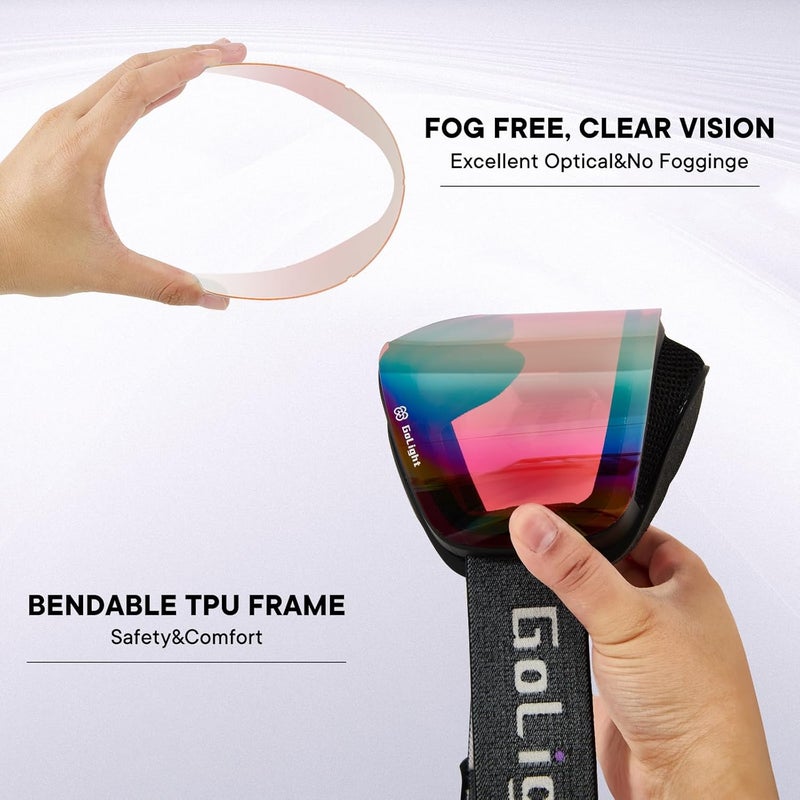 Golight XL Frameless Ski Goggles – OTG Snowboard Goggles with Anti-Fog Lens, UV400 REVO Mirror Protection for Men & Women - Image 5